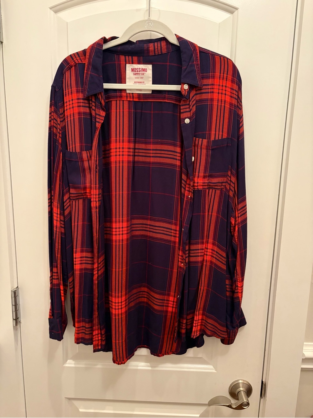 Mossimo Supply Co. Red and Navy Plaid Boyfriend Shirt
